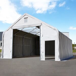 Toolport 8x12m 4x3.4m Drive Through Industrial Tent with skylights, PRIMEtex 2300 fire resistant, grey with statics package (soft ground anchors) - (49836)