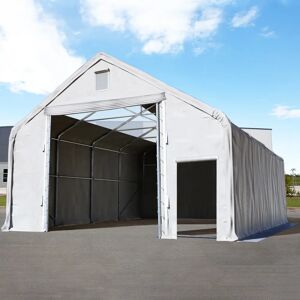 TOOLPORT 10x20m 4x4m Drive Through Industrial Tent with skylights, PRIMEtex 2300 fire resistant, grey with statics package (soft ground anchors) - (49838)
