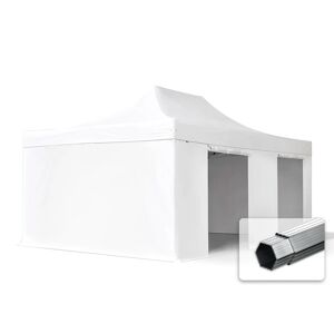 Toolport 4x6m PVC 850 Pop Up Gazebo PROFESSIONAL Aluminium 50 mm, incl. Sidewalls, fire resistant, white - (578689)