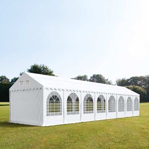 Toolport 4x24m 2.6m Sides Marquee / Party Tent w. ground frame, PVC 1400 fire resistant, white - (581801)