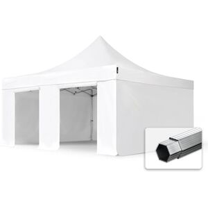 Toolport 5x5m PVC 850 Pop Up Gazebo PROFESSIONAL Aluminium 50 mm, incl. Sidewalls, fire resistant, white - (581989)