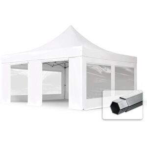 Toolport 5x5m PVC 850 Pop Up Gazebo PROFESSIONAL Aluminium 50 mm, incl. Sidewalls with Panorama Windows, fire resistant, white - (581990)