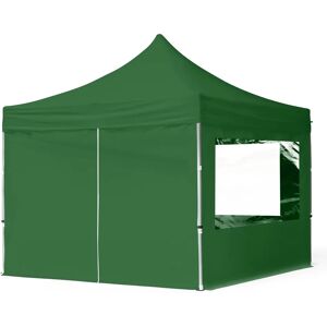 Toolport 3x3 PES 700 Pop up gazebo ECONOMY Aluminium 32 mm, incl. Sidewalls with Panorama Windows, dark green - (59008)