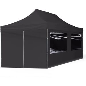 Toolport 3x6 PES 700 Pop up gazebo ECONOMY Aluminium 32 mm, incl. Sidewalls with Panorama Windows, black - (59031)