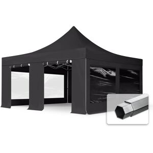 Toolport 5x5m PVC 850 Pop Up Gazebo PROFESSIONAL Aluminium 50 mm, incl. Sidewalls with Panorama Windows, fire resistant, black - (59060)