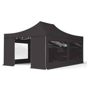 Toolport 4x6m PES 800 Pop Up Gazebo PROFESSIONAL Aluminium 50 mm, incl. Sidewalls with Panorama Windows, black - (59067)