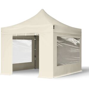 Toolport 3x3m PES 750 Pop up gazebo PREMIUM Steel 40 mm, incl. Sidewalls with Panorama Windows, cream - (600015)