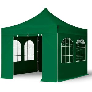 Toolport 3x3m PES 750 Pop Up Gazebo PREMIUM Steel 40 mm, incl. Sidewalls with Windows, dark green - (600019)