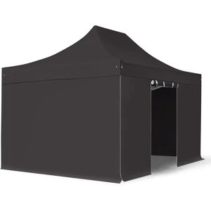 Toolport 3x4.5m PES 750 Pop Up Gazebo PREMIUM Steel 40 mm, incl. Sidewalls, black - (600042)