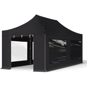 Toolport 3x6m PES 750 Pop Up Gazebo PREMIUM Steel 40 mm, incl. Sidewalls with Panorama Windows, black - (600066)