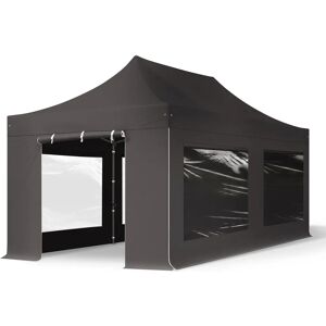 Toolport 3x6m PES 750 Pop Up Gazebo PREMIUM Steel 40 mm, incl. Sidewalls with Panorama Windows, dark grey - (600078)