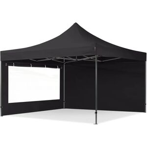 Toolport 4x4m PES 750 Pop Up Gazebo PREMIUM Steel 40 mm, incl. Sidewalls with Panorama Windows, black - (600087)