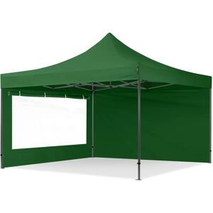 Toolport 4x4m PES 750 Pop Up Gazebo PREMIUM Steel 40 mm, incl. Sidewalls with Panorama Windows, dark green - (600097)