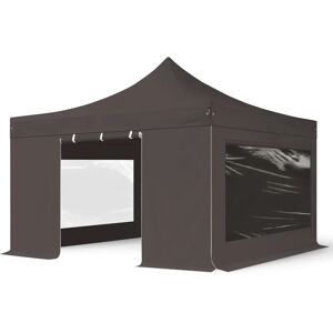 Toolport 4x4m PES 750 Pop Up Gazebo PREMIUM Steel 40 mm, incl. Sidewalls with Panorama Windows, dark grey - (600101)