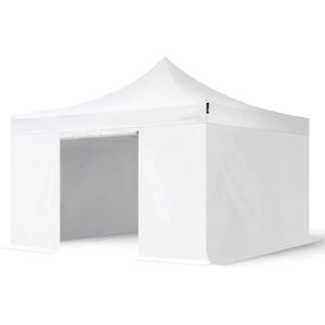 Toolport 4x4m PES 750 Pop Up Gazebo PREMIUM Steel 40 mm, incl. Sidewalls without Windows, white - (600104)