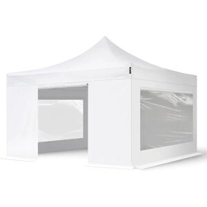 Toolport 4x4m PES 750 Pop Up Gazebo PREMIUM Steel 40 mm, incl. Sidewalls with Panorama Windows, white - (600105)