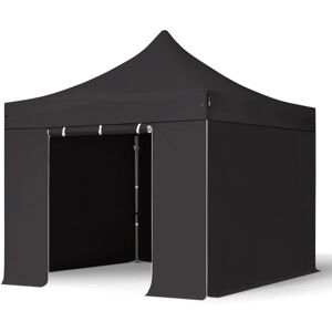 Toolport 3x3 m PVC 800 Pop Up Gazebo PREMIUM Steel 40 mm, incl. Sidewalls, fire resistant, black - (600109)