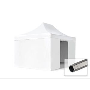 Toolport 3x4.5 m PVC 800 Pop Up Gazebo PREMIUM Steel 40 mm, incl. Sidewalls, fire resistant, white - (600119)