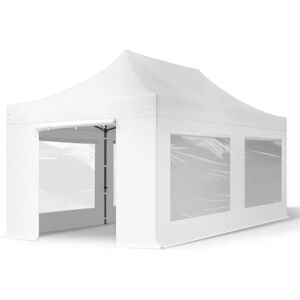 Toolport 3x6 m PVC 800 Pop Up Gazebo PREMIUM Steel 40 mm, incl. Sidewalls with Panorama Windows, fire resistant, white - (600124)