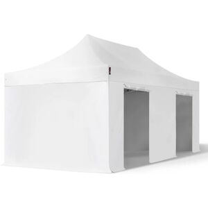 Toolport 3x6 m PVC 800 Pop Up Gazebo PREMIUM Steel 40 mm, incl. Sidewalls, fire resistant, white - (600125)