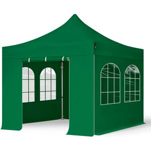 Toolport 3x3m PES 800 Pop Up Gazebo PROFESSIONAL Aluminium 40 mm, incl. Sidewalls with Windows, dark green - (600138)