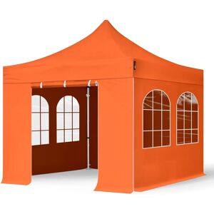 Toolport 3x3m PES 800 Pop Up Gazebo PROFESSIONAL Aluminium 40 mm, incl. Sidewalls with Windows, orange - (600140)