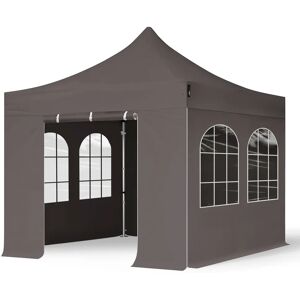 Toolport 3x3m PES 800 Pop Up Gazebo PROFESSIONAL Aluminium 40 mm, incl. Sidewalls with Windows, dark grey - (600149)