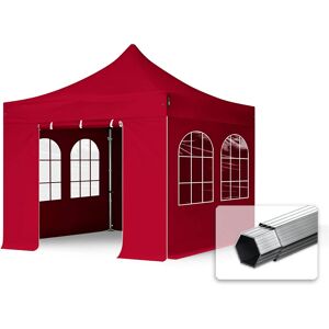 Toolport 3x3m PES 800 Pop Up Gazebo PROFESSIONAL Aluminium 40 mm, incl. Sidewalls with Windows, red - (600153)