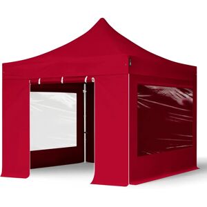 Toolport 3x3m PES 800 Pop Up Gazebo PROFESSIONAL Aluminium 40 mm, incl. Sidewalls with Panorama Windows, red - (600155)