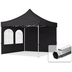 Toolport 3x3m PES 800 Pop Up Gazebo PROFESSIONAL Aluminium 40 mm, incl. Sidewalls with Windows, black - (600164)