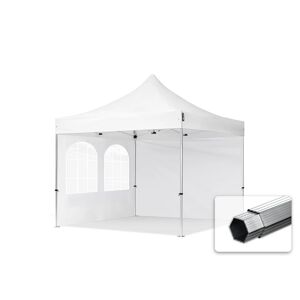 Toolport 3x3m PES 800 Pop Up Gazebo PROFESSIONAL Aluminium 40 mm, incl. Sidewalls with Windows, white - (600169)