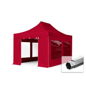 Toolport 3x4.5m PES 800 Pop Up Gazebo PROFESSIONAL Aluminium 40 mm, incl. Sidewalls with Panorama Windows, red - (600206)