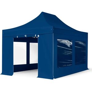 Toolport 3x4.5m PES 800 Pop Up Gazebo PROFESSIONAL Aluminium 40 mm, incl. Sidewalls with Panorama Windows, blue - (600207)