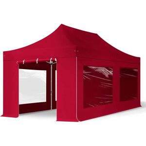 TOOLPORT 3x6m PES 800 Pop Up Gazebo PROFESSIONAL Aluminium 40 mm, incl. Sidewalls with Panorama Windows, red - (600224)