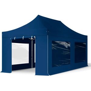 TOOLPORT 3x6m PES 800 Pop Up Gazebo PROFESSIONAL Aluminium 40 mm, incl. Sidewalls with Panorama Windows, blue - (600230)