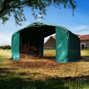 Toolport Farm storage tent 6x6m, PRIMEtex 2300 fireproof, dark green, concrete - (6678177)