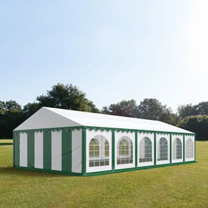 Toolport 6x12m Marquee / Party Tent w. ground frame, PVC 750, green-white - (7156)