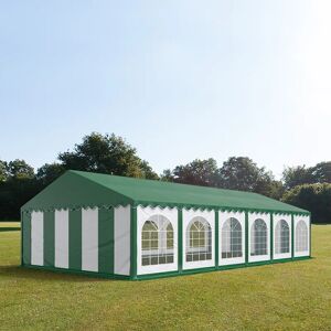 Toolport 6x12m Marquee / Party Tent w. ground frame, PVC 750, green-white - (7164)