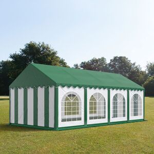 Toolport 4x8m Marquee / Party Tent w. ground frame, PVC 750, green-white - (7209)