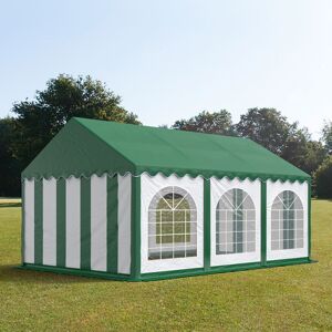 Toolport 3x6m Marquee / Party Tent w. ground frame, PVC 750, green-white - (7240)