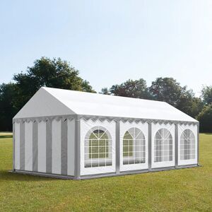 Toolport 4x8m Marquee / Party Tent w. ground frame, PVC 750 fire resistant, grey-white - (7337)