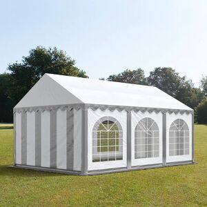 Toolport 3x6m Marquee / Party Tent w. ground frame, PVC 750 fire resistant, grey-white - (7351)