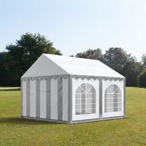 Toolport 3x4m Marquee / Party Tent w. ground frame, PVC 750 fire resistant, grey-white - (7354)