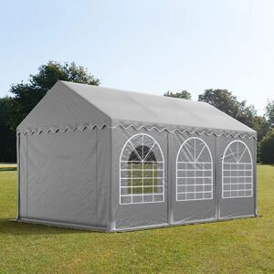 Toolport 4x6m 2.6m Sides Storage Tent / Shelter w. ground frame, PVC 800, grey without statics package - (7630bl)