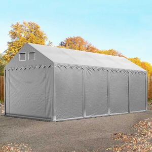 Toolport 4x8m 2.6m Sides Storage Tent / Shelter w. ground frame, PVC 800, grey without statics package - (7633bl)