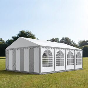 Toolport 6x8m 2.6m Sides Marquee / Party Tent w. ground frame, PVC 1400 fire resistant, grey-white - (7696bl)