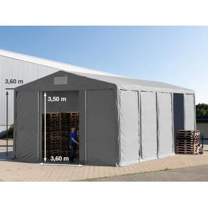Toolport 8x10m 3.6m Sides Storage Tent / Shelter w. ground frame and sliding door, PVC 850, grey without statics package - (79837)