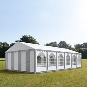 Toolport 6x12m 2.6m Sides Marquee / Party Tent w. ground frame, PVC 1400 fire resistant, grey-white - (8549bl)