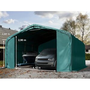 Toolport 6x6m 2.6m Sides Carport Tent / Portable Garage, 4.1x2.9m Drive Through, PRIMEtex 2300 fire resistant, dark green with statics package (soft ground anchors) - (99435)