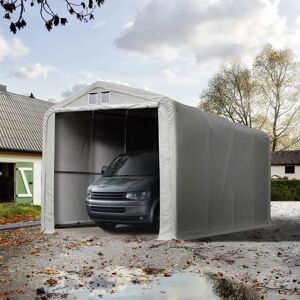 Toolport 4x8m 3.35m Sides Carport Tent / Portable Garage, 3.5x3.5m Drive Through, PVC 850, grey without statics package - (99475)